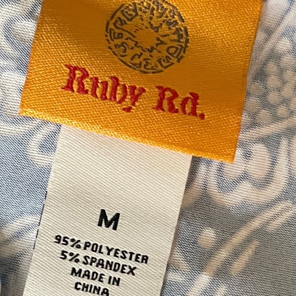 Ruby Rd. Blue and White Paisley V-Neck Tunic - Picture 5 of 7
